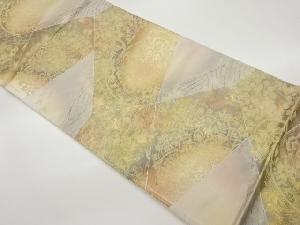 切り嵌め風引箔花唐草に華紋模様織出し袋帯